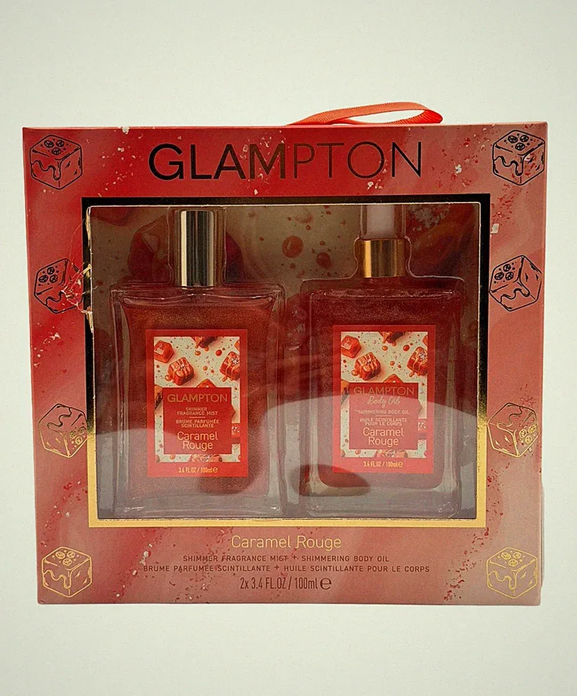 Glampton Caramel Rouge 2 PC Set for Women-3.4oz each Body Mist+Body Oil & Mist