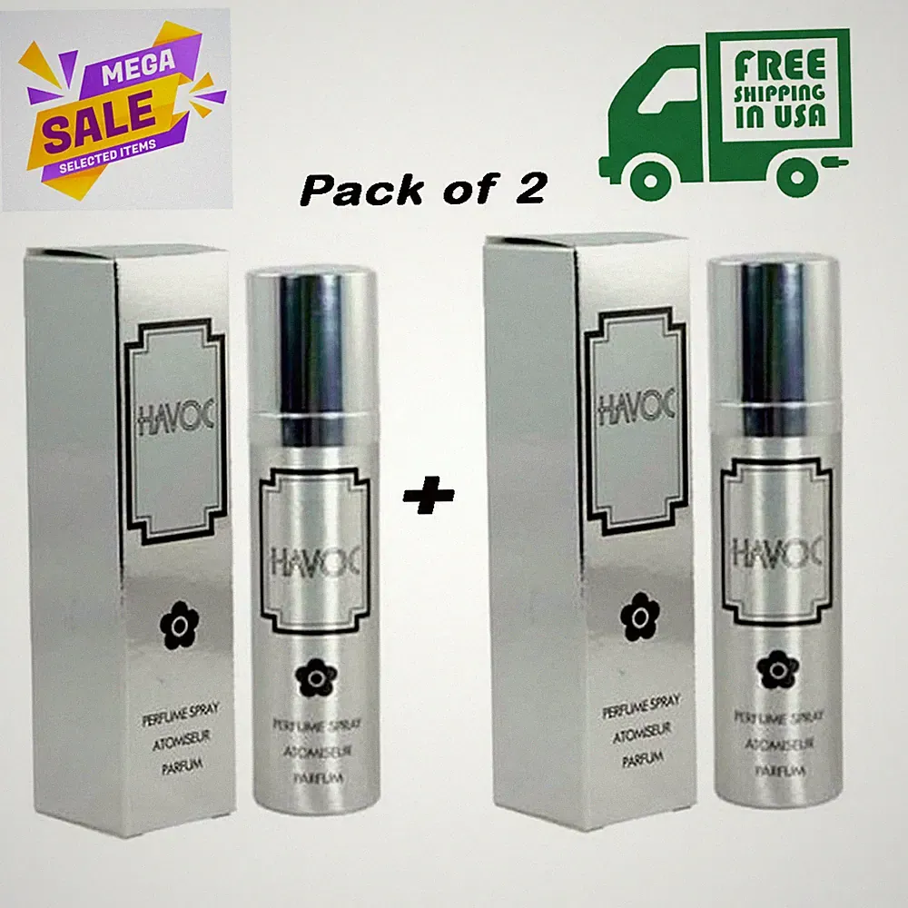 Havoc Silver EDT 75ml/ 2.5fl Oz Atomiseur Perfume Spray For Unisex Pack of 2